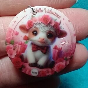 Cute cow flower rose floral wire dangle earrings valentine red white brown